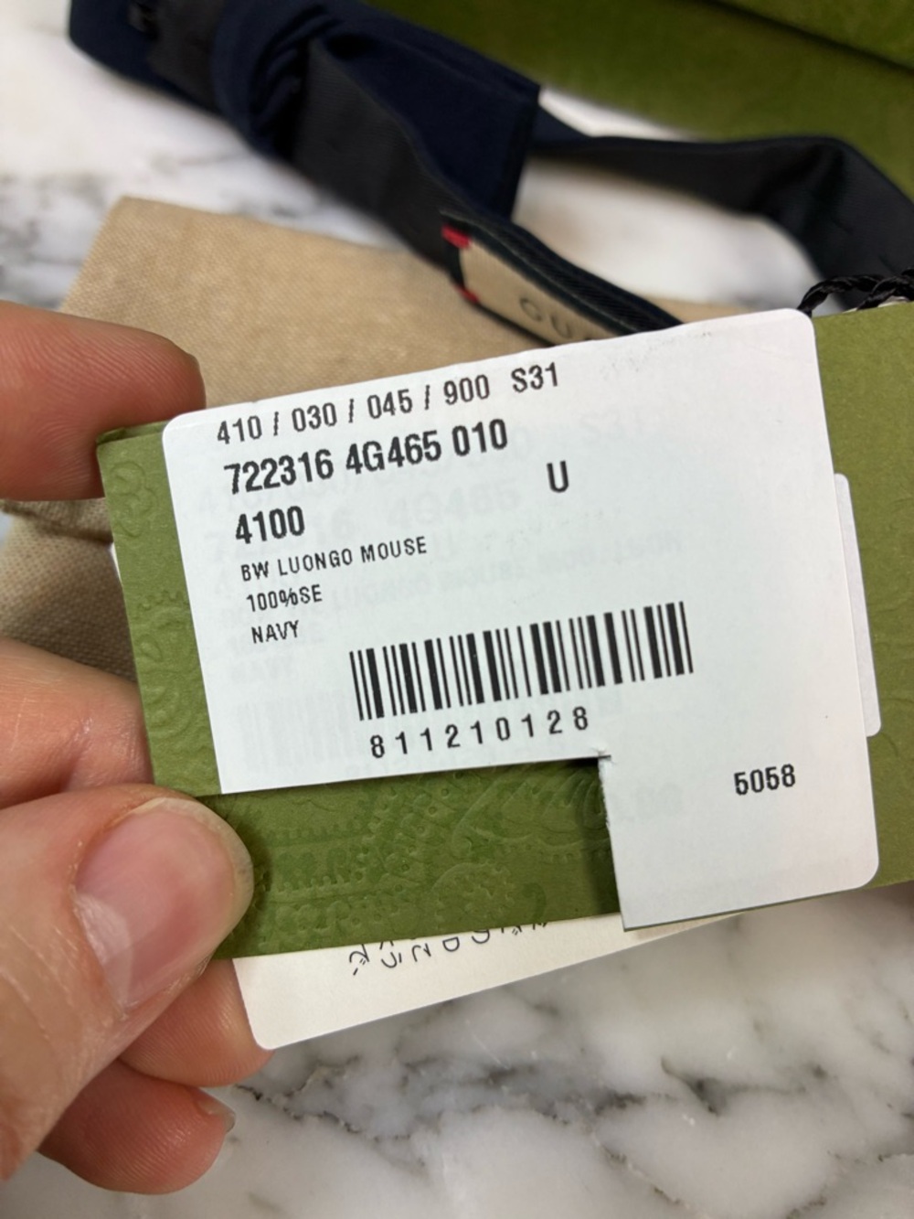 Gucci Navy Blue 100% Silk Formal BW Luongo Men’s Bow Tie - NWT & Box - Picture 6 of 6